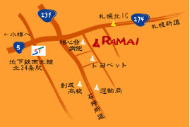 RAMAI 札幌北33条店 周辺案内図